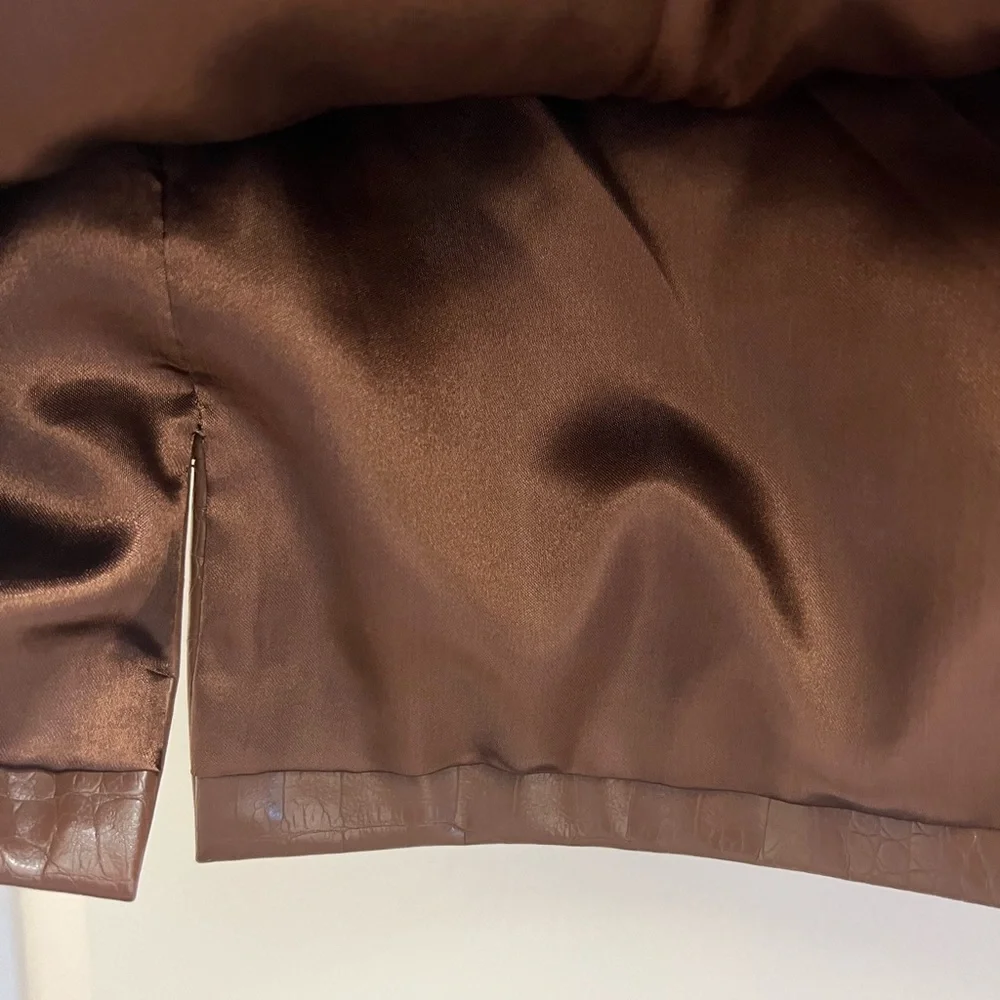 NWT ASTR Audrey Faux Leather Croc Skirt in Brown - Picture 10 of 12